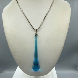 Vintage Elongated Teardrop Pendant Choker, Amazing Shimmery Finish on Crystal